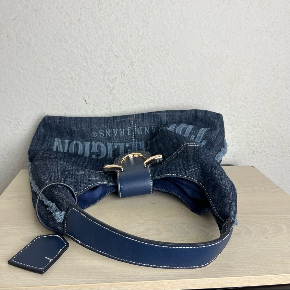 True Religion Denim Hobo Bag Y2K Blue Shoulder - Picture 9 of 14